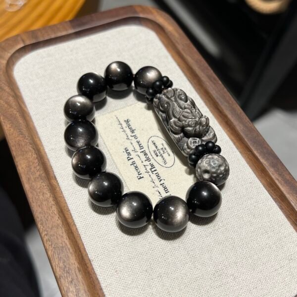 Prosperity & Protection Bracelet – Obsidian Pi Xiu Wealth Charm