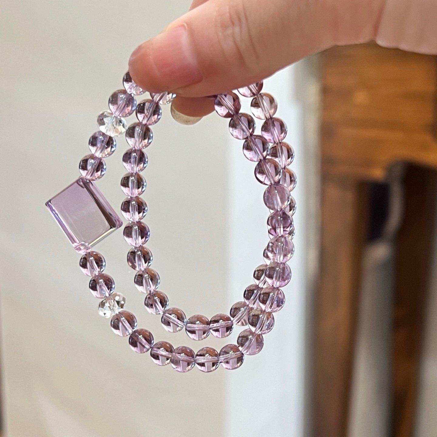 IMG_8959 "The Bolivian Violet Bloom": 6mm Rare Amethyst Double-Wrap Bracelet - Image 1