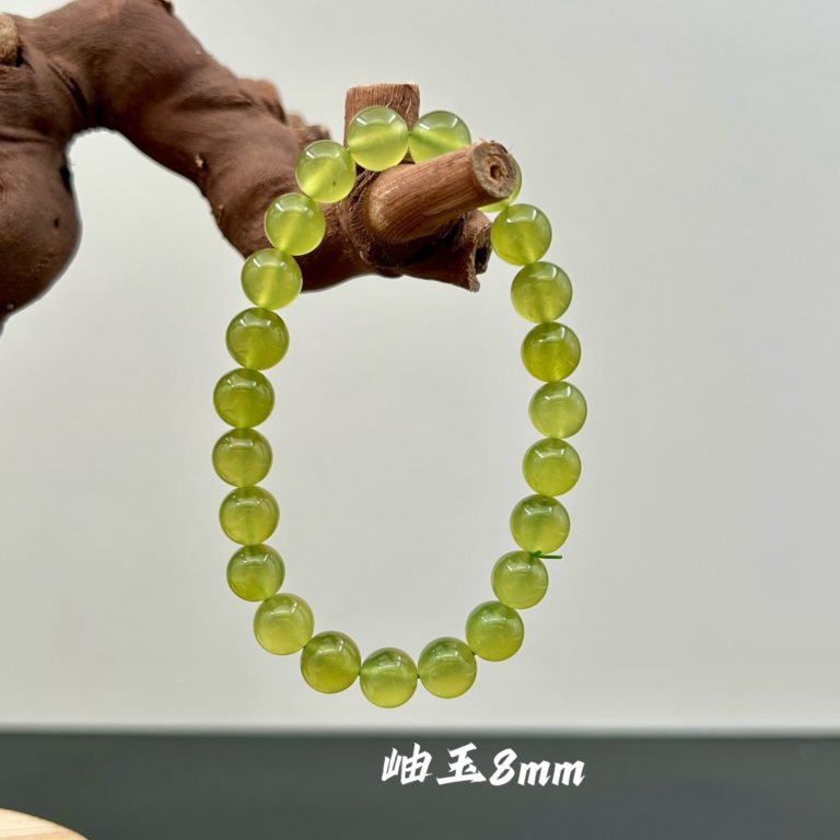 Gentle Renewal - Xiuyu Jade 8mm Bracelet on white background