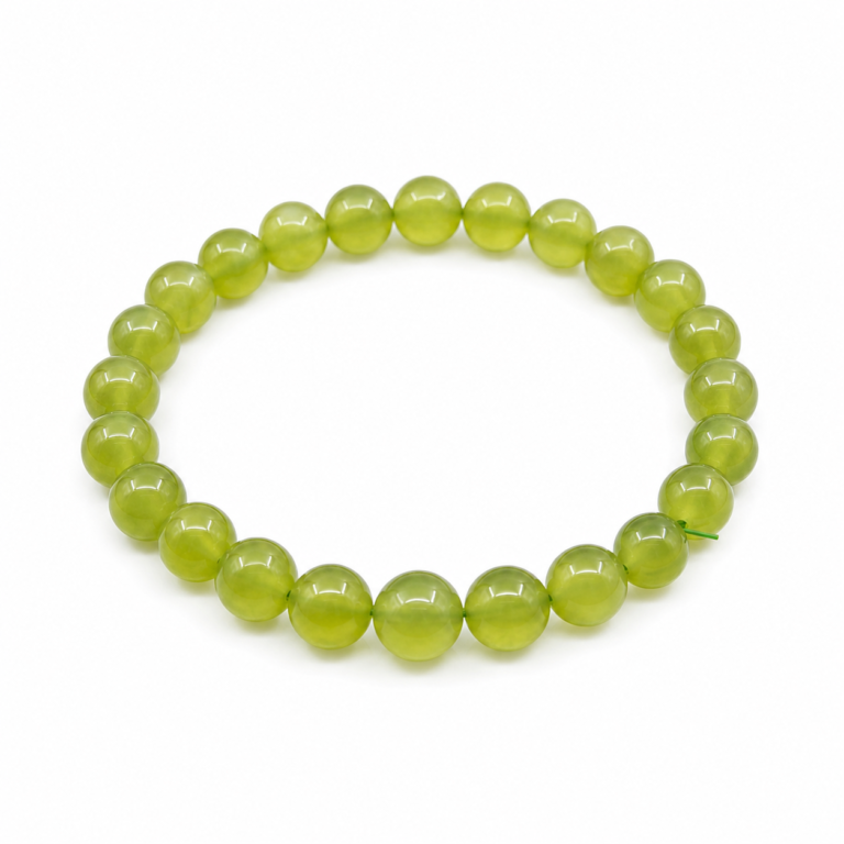 Gentle Renewal - Xiuyu Jade 8mm Bracelet on white background
