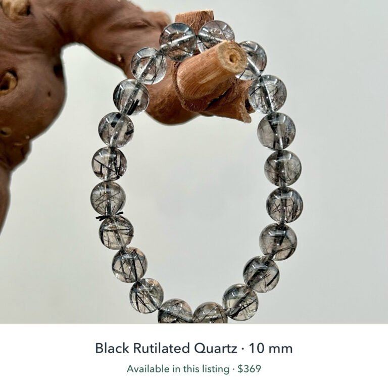 Midnight Focus - Black Rutilated Quartz 10mm Bracelet detail 1