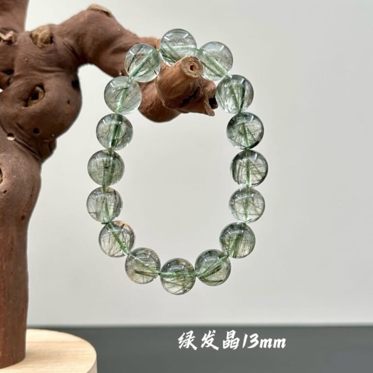 Verdant Momentum - Green Rutilated Quartz 13mm Bracelet detail 1
