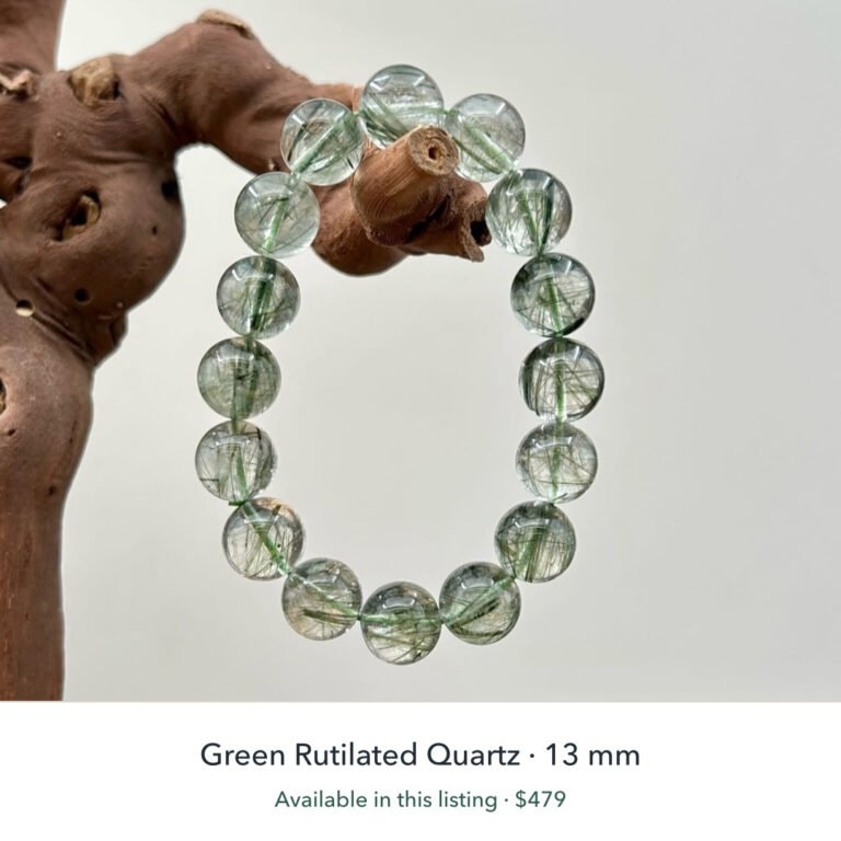 Verdant Momentum - Green Rutilated Quartz 13mm Bracelet detail 1