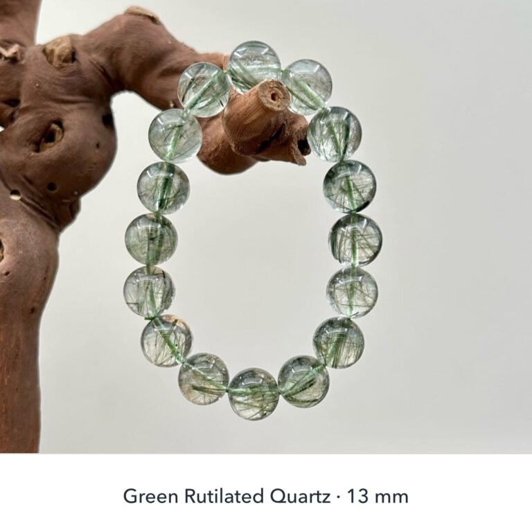 Verdant Momentum - Green Rutilated Quartz 13mm Bracelet detail 1