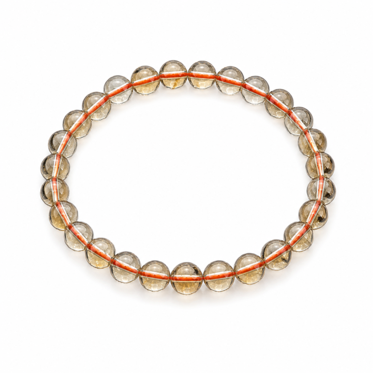 Sunlit Abundance - Brazilian Citrine 8mm Bracelet on white background