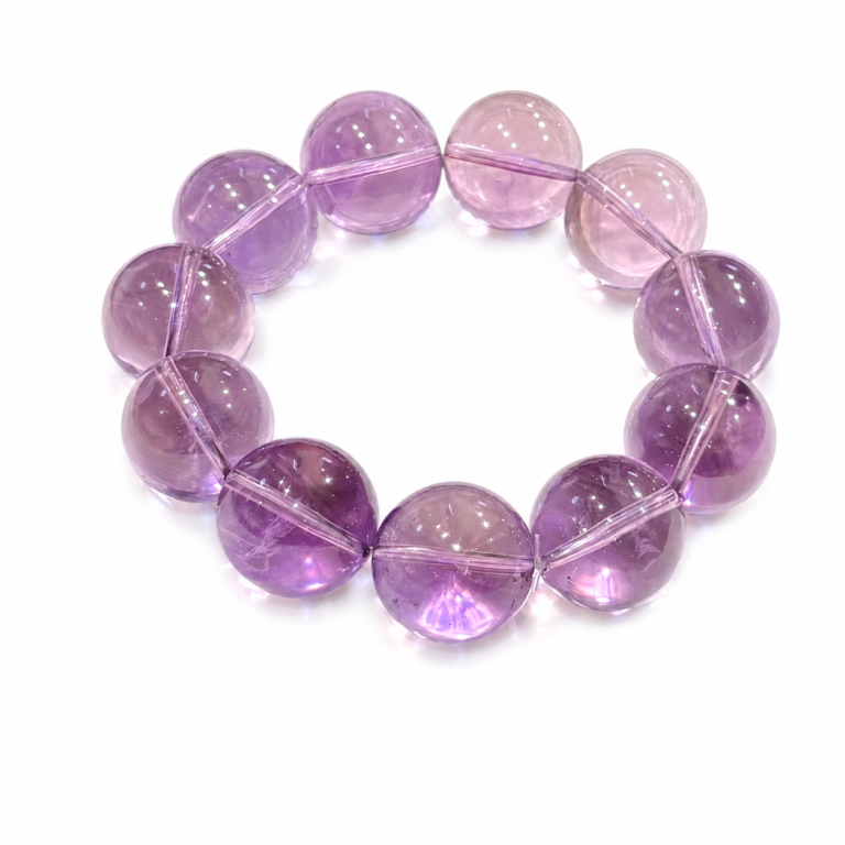Royal Violet - Bolivian Amethyst 14mm Bracelet on white background