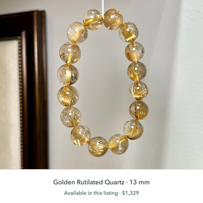 Golden Current - Golden Rutilated Quartz 13mm Bracelet detail 1