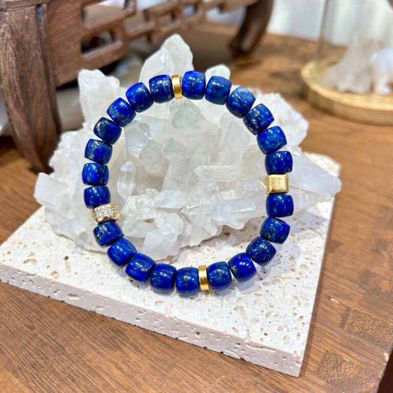 Deep Wisdom - One-of-a-Kind Lapis Lazuli Barrel-Bead Bracelet detail 1