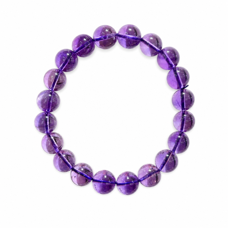 Violet Stillness - Brazilian Amethyst 10mm Bracelet on white background