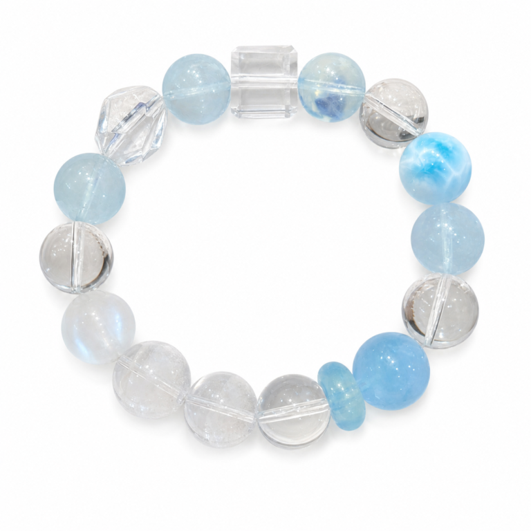 Caribbean Calm - Larimar, Aquamarine & Moonstone Bracelet on white background
