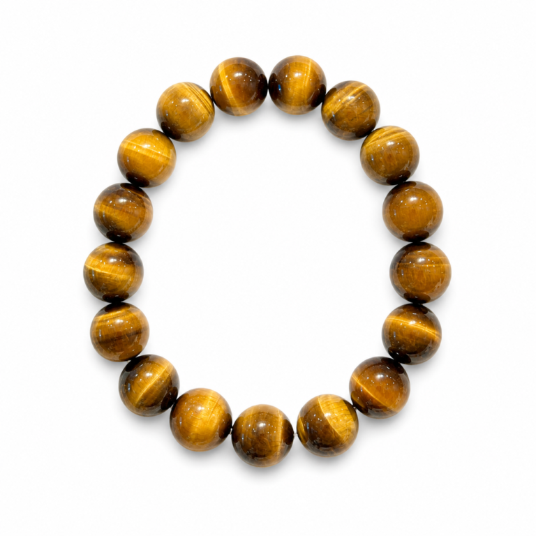 Golden Resolve - Premium Yellow Tiger Eye 12mm Bracelet on white background