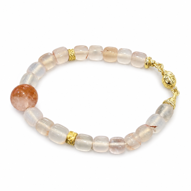 Crimson Blessing - Nanhong Agate Magnetic Bracelet on white background