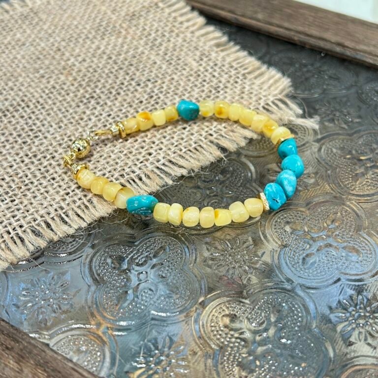 Fortune Balance - Turquoise & Amber Magnetic Bracelet detail 1