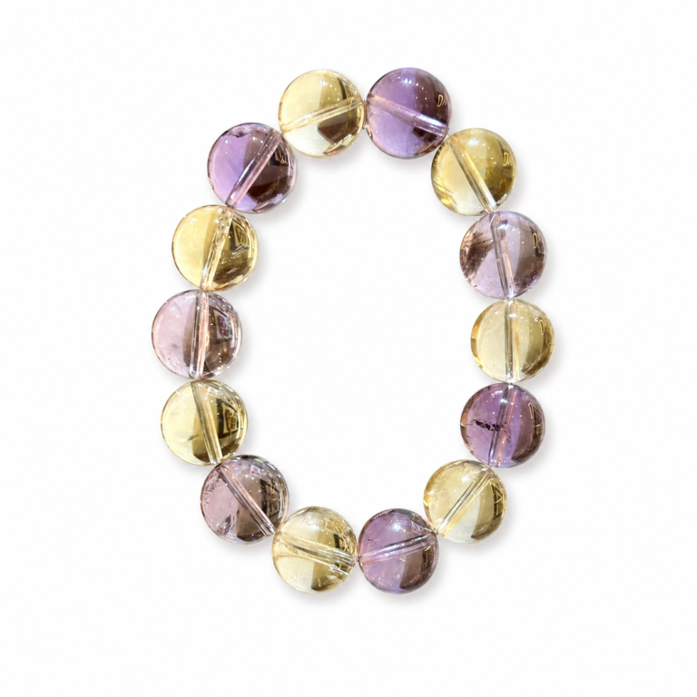 Twin Light - Citrine & Bolivian Amethyst Bracelet on white background