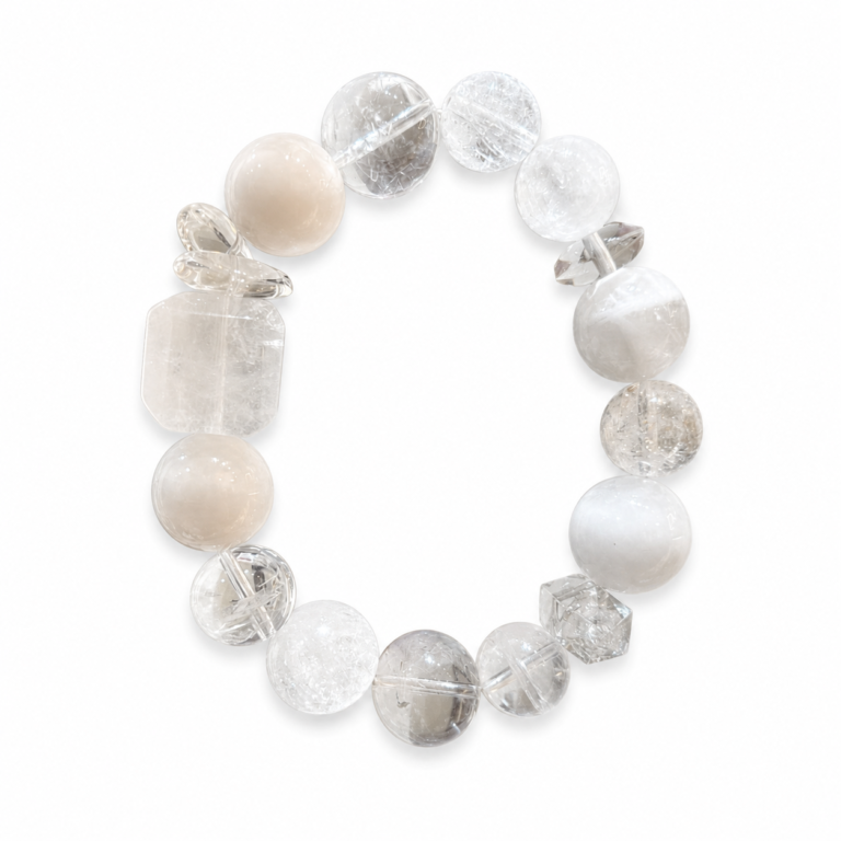 Pure Horizon - Snow Phantom & White Quartz Bracelet on white background