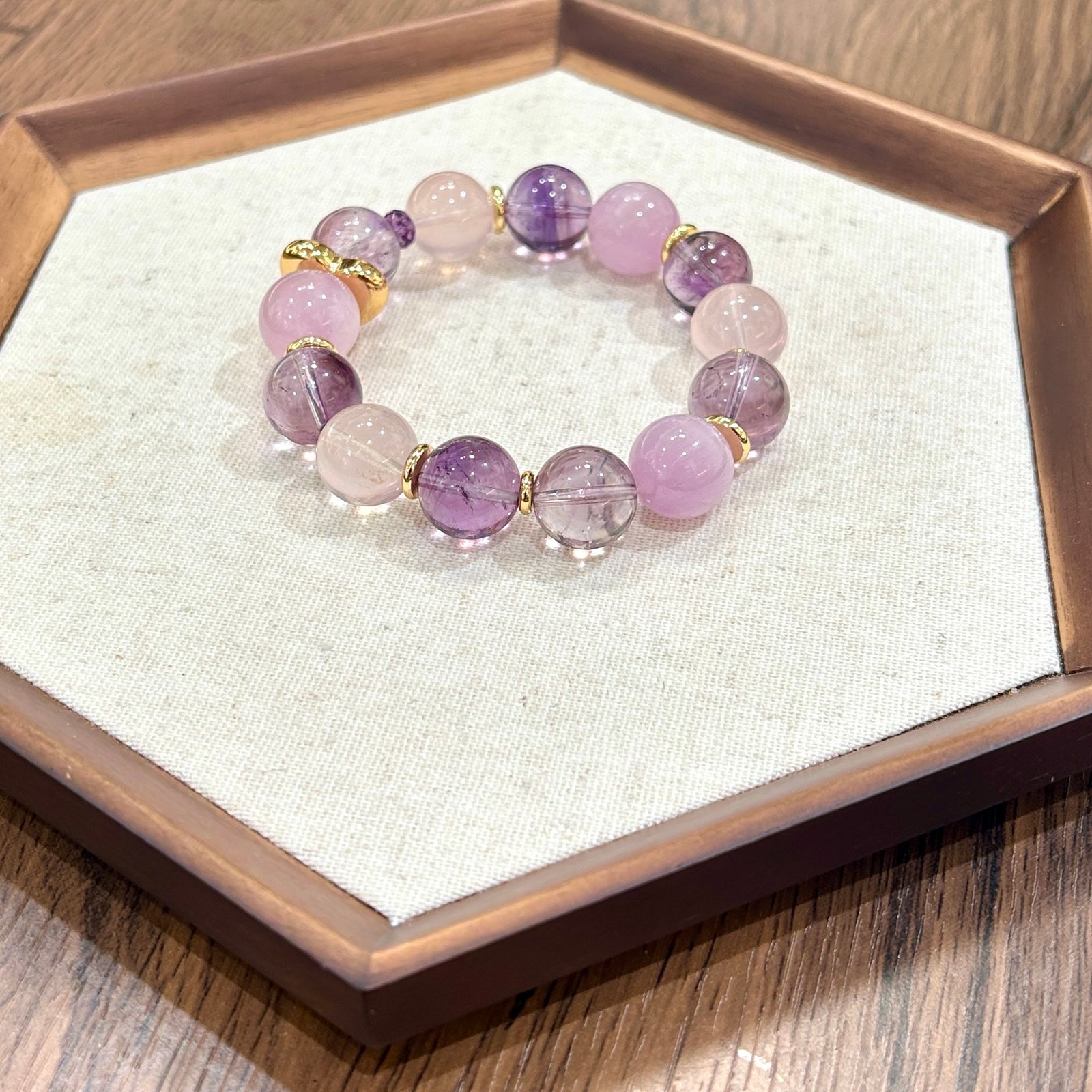 sc2599-01 Lavender Harmony - Brazilian Amethyst, Kunzite & Star Rose Quartz Bracelet product photo