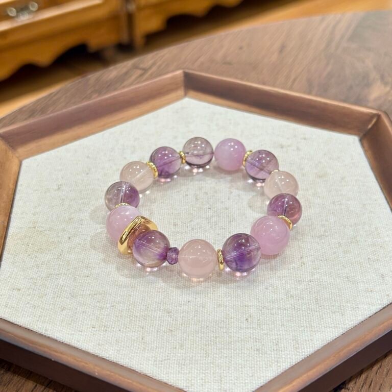 Lavender Harmony - Brazilian Amethyst, Kunzite & Star Rose Quartz Bracelet detail 1